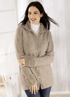 Pullover & Strickmode>Strickjacke in angenehm flauschiger Qualität SAND MELIERT