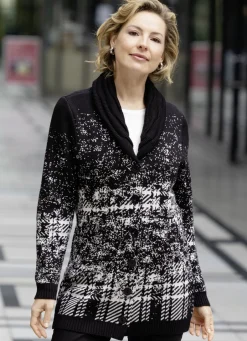Pullover & Strickmode>Strickjacke in Jacquard-Dessin SCHWARZ-WEISS