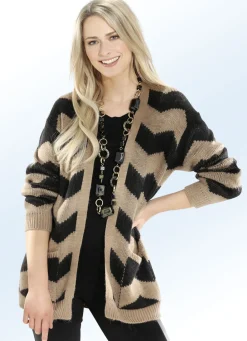 Pullover & Strickmode>Strickjacke in Jacquard-Dessin CAMEL-SCHWARZ