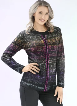 Pullover & Strickmode>Strickjacke in Jacquard-Dessin SCHWARZ-MULTICOLOR