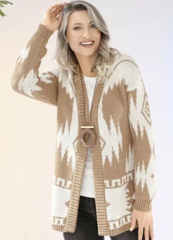 Pullover & Strickmode>Strickjacke in Kuschelqualität CAMEL-ECRU