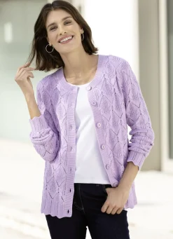 Pullover & Strickmode>Strickjacke in Mustermix FLIEDER