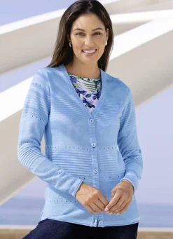 Pullover & Strickmode>Strickjacke in Mustermix BLEU