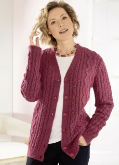 Pullover & Strickmode>Strickjacke in sehr flauschiger Qualität BEERE MELIERT