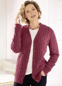 Pullover & Strickmode>Strickjacke in sehr flauschiger Qualität BEERE MELIERT