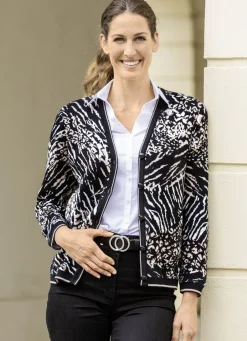 Pullover & Strickmode>Strickjacke in weichem Griff SCHWARZ-WOLLWEISS-CAMEL