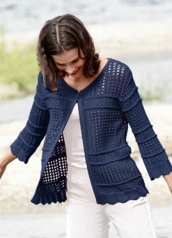 Pullover & Strickmode>Strickjacke mit Ajourmuster