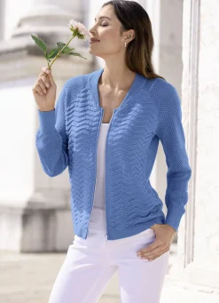 Pullover & Strickmode></noscript>Strickjacke mit Cloquéstruktur