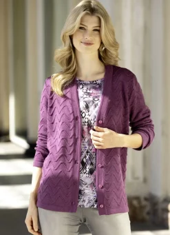 Pullover & Strickmode>Strickjacke mit dekorativer Struktur MAUVE