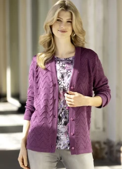 Pullover & Strickmode>Strickjacke mit dekorativer Struktur MAUVE