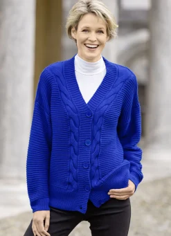 Pullover & Strickmode>Strickjacke mit dekorativer Struktur ROYALBLAU