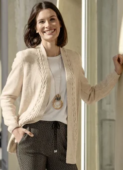 Pullover & Strickmode>Strickjacke mit dekorativer Struktur BEIGE MELIERT
