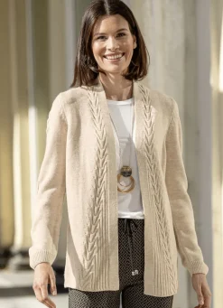 Pullover & Strickmode></noscript>Strickjacke mit dekorativer Struktur BEIGE MELIERT