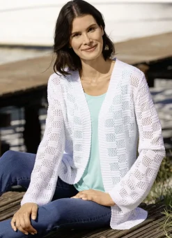 Pullover & Strickmode>Strickjacke mit dezentem Glanz ECRU