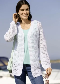 Pullover & Strickmode></noscript>Strickjacke mit dezentem Glanz ECRU