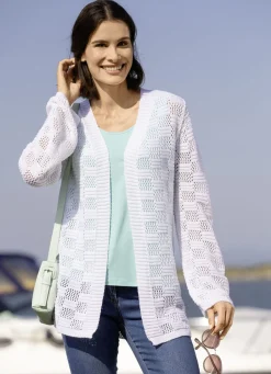 Pullover & Strickmode></noscript>Strickjacke mit dezentem Glanz ECRU