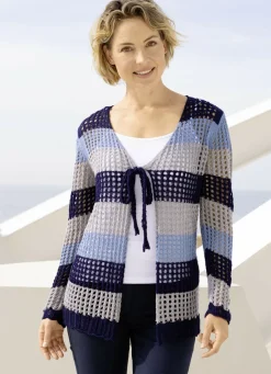 Pullover & Strickmode>Strickjacke mit edlem, dezentem Glanz MARINE-BLEU-GRAU