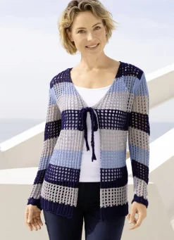 Pullover & Strickmode>Strickjacke mit edlem, dezentem Glanz MARINE-BLEU-GRAU