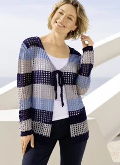 Pullover & Strickmode></noscript>Strickjacke mit edlem, dezentem Glanz MARINE-BLEU-GRAU