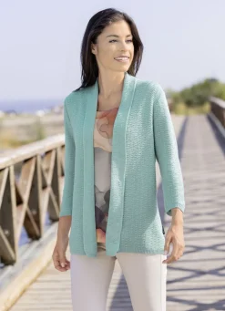Pullover & Strickmode>Strickjacke mit feiner Struktur JADEGRÜN