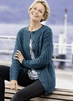 Pullover & Strickmode>Strickjacke mit Rautenstruktur PETROL