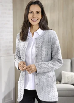 Pullover & Strickmode>Strickjacke mit Schurwolle GRAU