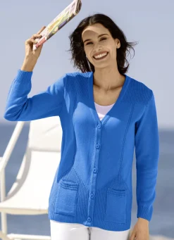 Pullover & Strickmode>Strickjacke mit streckender Struktur