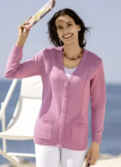 Pullover & Strickmode></noscript>Strickjacke mit streckender Struktur