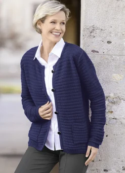 Pullover & Strickmode>Strickjacke mit Struktur allover