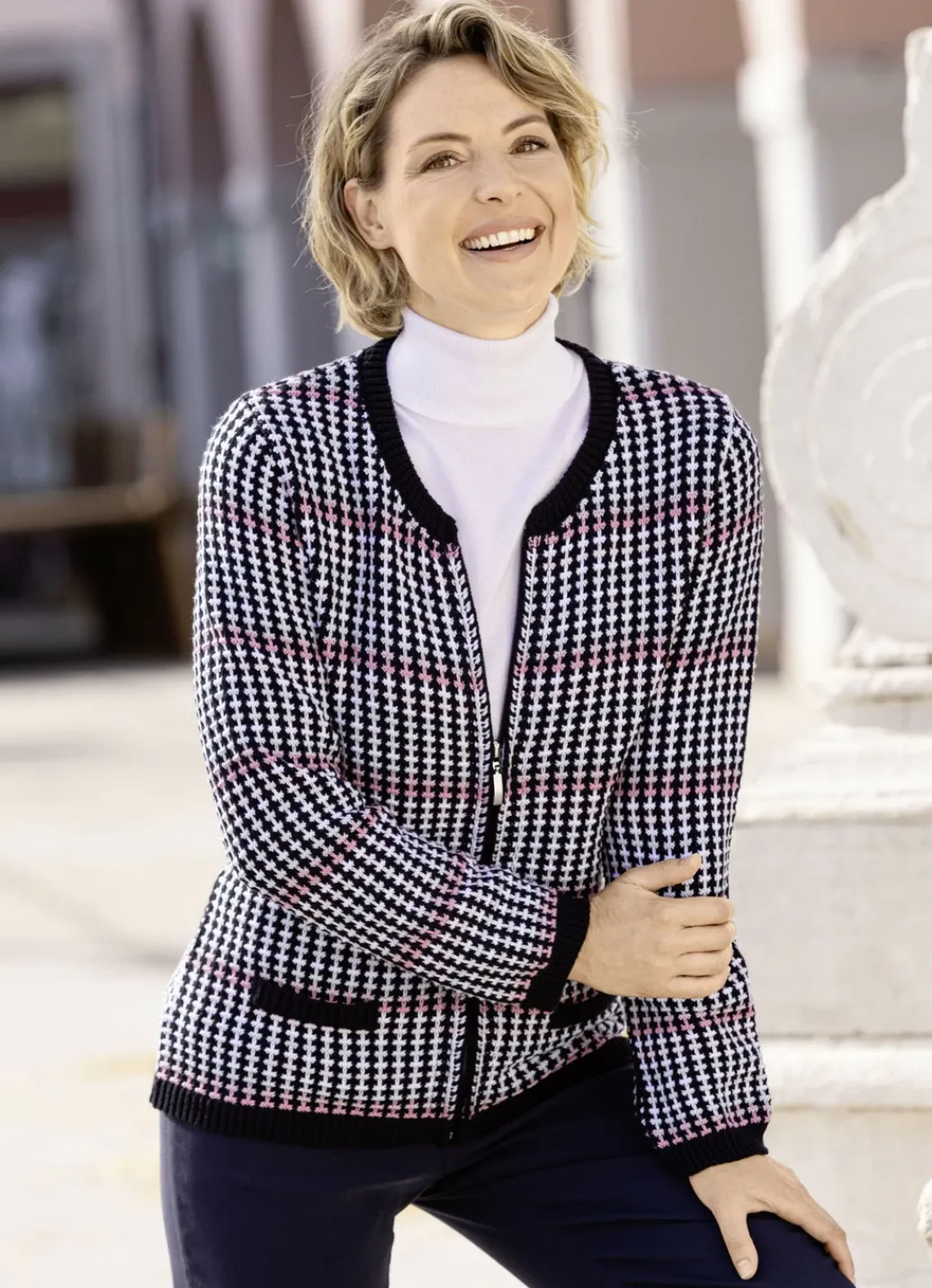 Pullover & Strickmode>Strickjacke mit zartem Farbverlauf MARINE-ROSA-MULTICOLOR