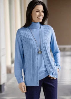 Pullover & Strickmode>Strickjacke mit Zöpfchenstruktur