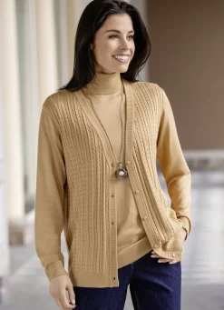 Pullover & Strickmode></noscript>Strickjacke mit Zöpfchenstruktur