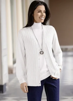 Pullover & Strickmode></noscript>Strickjacke mit Zöpfchenstruktur