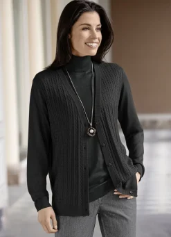 Pullover & Strickmode></noscript>Strickjacke mit Zöpfchenstruktur