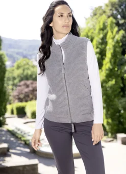 RABE Pullover & Strickmode>Strickweste mit Stehkragen GRAU