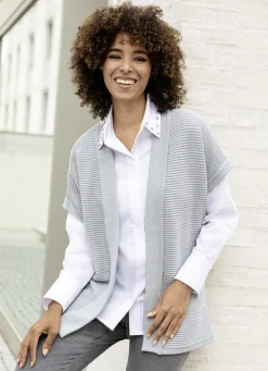 Pullover & Strickmode>Strickweste mit Strukturmuster GRAU MELIERT