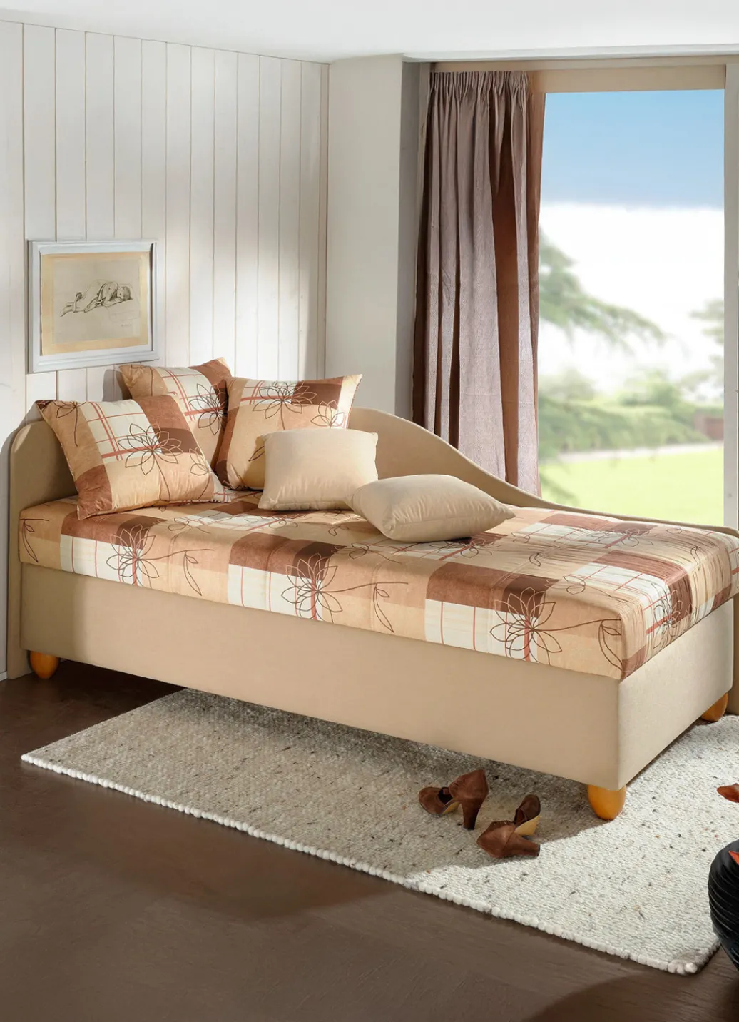 Möbel>Studioliege mit rechts oder links aufstellbarem Seitenteil