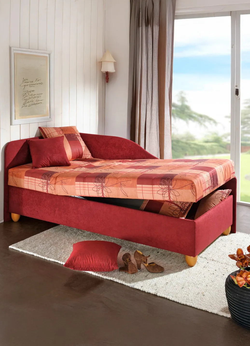 Möbel>Studioliege mit rechts oder links aufstellbarem Seitenteil