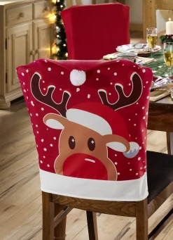 Weihnachtliche Dekorationen|Heimtextilien>Stuhlhussen aus weichem Fleece BUNT