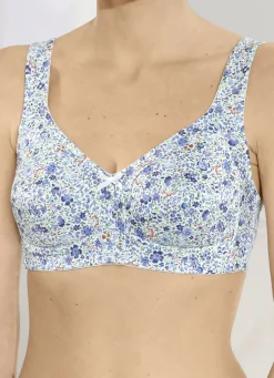 SUSA Damenwäsche|Wäsche>BH mit verstärktem Rückteil WEISS-BLAU-BUNT