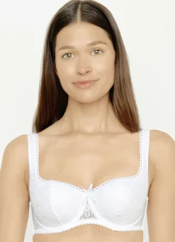 SUSA Damenwäsche|Wäsche>Dirndl-BH mit floraler Elastikspitze im Vorderteil WEISS