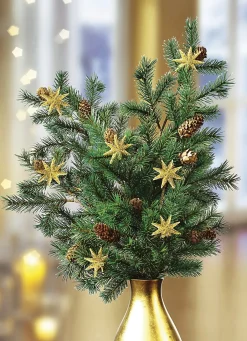 Gestecke & Kränze>Tannenzweige, 2er-Set aus Kunstmaterial mit echten Zapfen