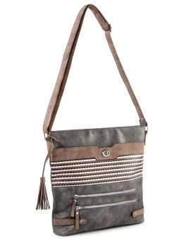 Taschen></noscript>Tasche mit teilweise glitzernden Flechtdurchzügen