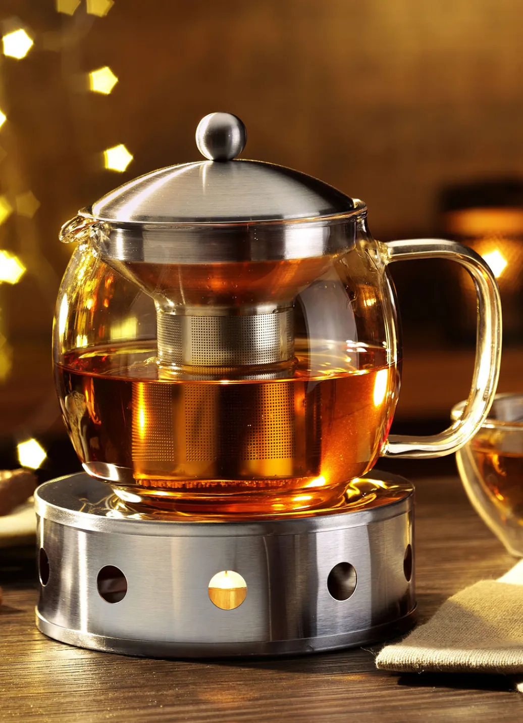 Haushaltshelfer>Tee-Set, 4-teilig, inklusive Stövchen SILBER