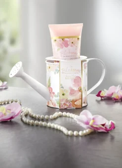 Dekoration>2-teiliges Bade-Set mit Duschgel WEISS-ROSA