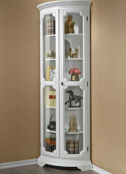 Möbel>Teilmassive Eckvitrine mit gebogenen Glastüren mit Schloss