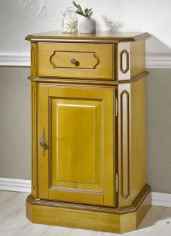 Möbel>Teilmassive Kommode, 1-türig, mit Metallgriffen EICHE