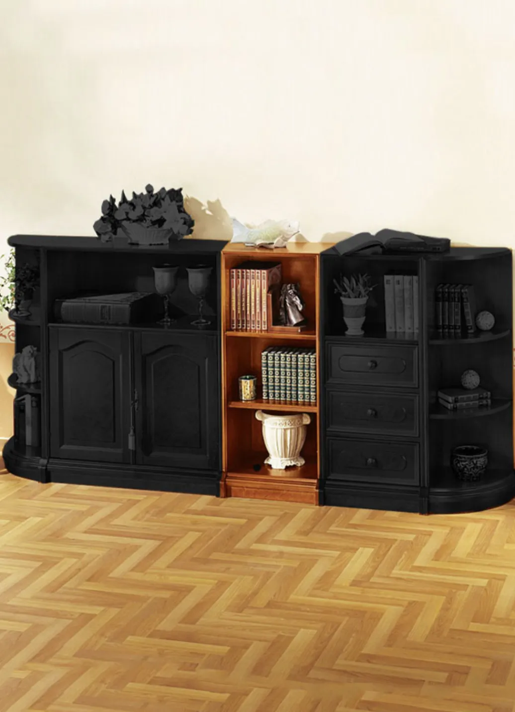 Möbel>Teilmassive Möbelserie mit Echtholzfurnier