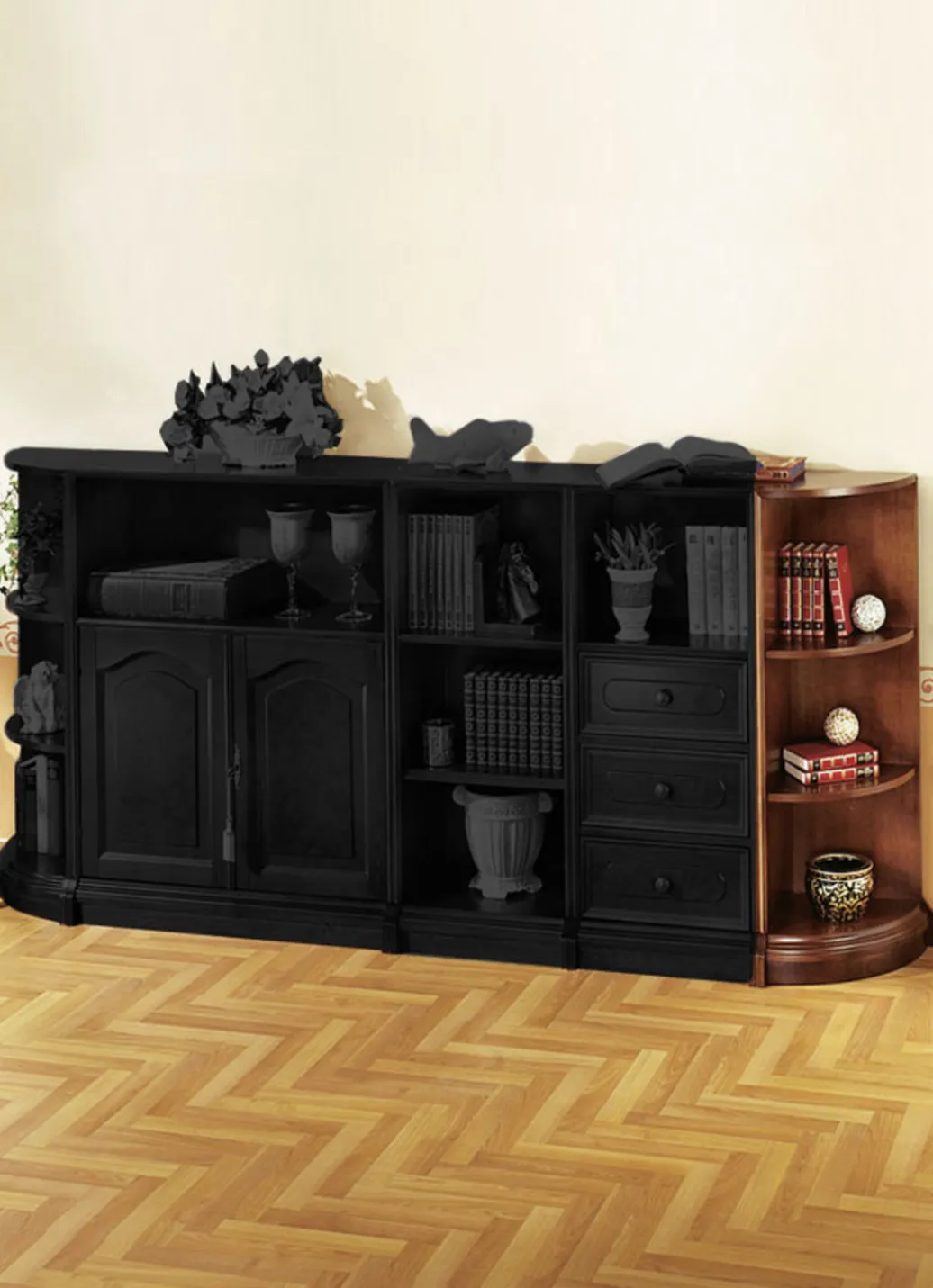 Möbel>Teilmassive Möbelserie mit Echtholzfurnier