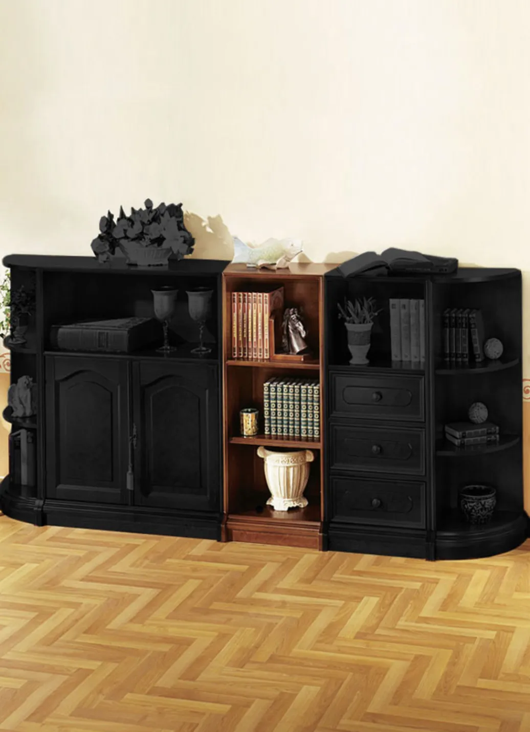 Möbel>Teilmassive Möbelserie mit Echtholzfurnier